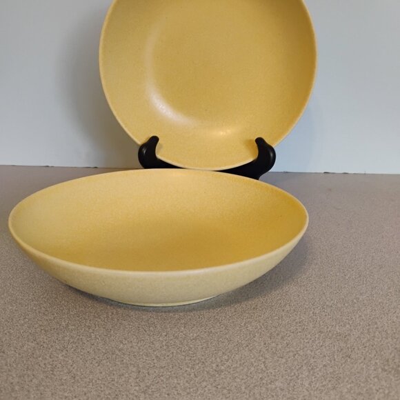 Bauer MCM 1960s Mustard Speckled Ironstone Bowls, set of 2 - Picture 2 of 5
